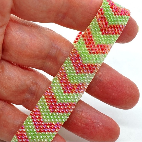 Peyote Stitch Handcrafted Traditional Beadwork Bracelet - Picture 3 of 7